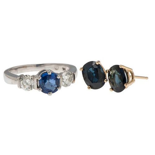 G.I.A. Certified Natural Sapphire Ring with Diamonds PLUS  