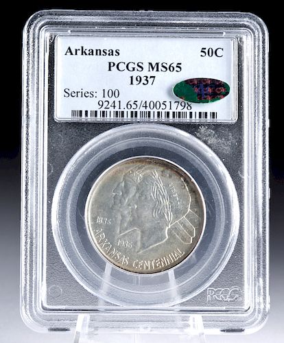 1937 USA Silver Half Dollar - Arkansas Commemorative