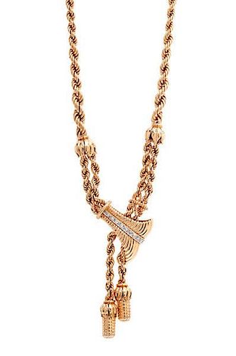 Lavalier Necklace in 18 Karat Gold with Diamonds 