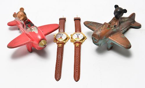 Mickey Mouse Air Mail Planes & Watches, Group of 4