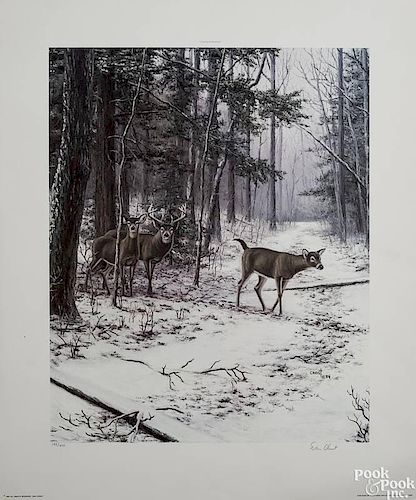 Five signed limited edition wildlife lithographs, to include Bob Sopchick, 1988, Ridge Runners