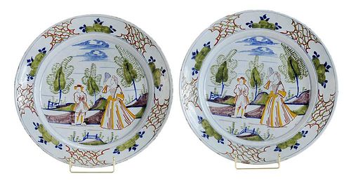 Pair Delft Polychrome Dishes with