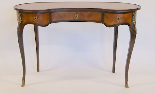 Antique Continental Parquetry Inlaid And Bronze