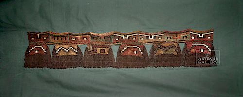 Proto Nazca Textile Panel - Abstract Trophy Heads