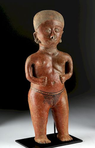 Massive Nayarit Chinesco Pottery Standing Female Statue