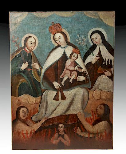 19th C Mexican Painting - Mary, St John, St Teresa