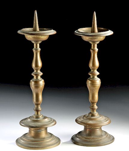 19th C. Western European Brass Candlesticks (pr)