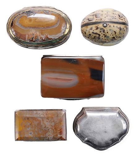 Five Silver and Stone Boxes