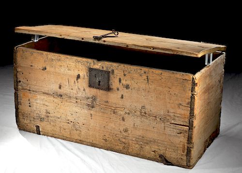 Large 18th C. New Mexican Wood & Iron Chest