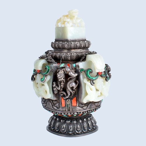 18th/19th C. Chinese/Tibetan Covered Urn