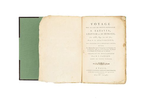 Stavorinus, Johan Splinter. Voyage par le Cap. de Bonne-Esperance a Batavia, a Bantam et au Bengale... Paris, 1798. 3 mapas plegados.