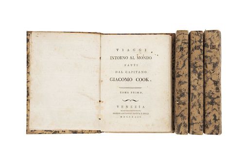 Cook, James. Viaggi Intorno al Mondo Fatti dal Capitano Giacomo Cook. Venezia: Presso Antonio Zatta E Figli, 1794. Pzs: 4.