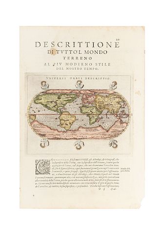 Mercator, Romualdo. Descrittione di Tutto'l Mondo Terreno al piu Moderno Stile del Nostro Tempo. Venecia, 1598. Mapa grabado, coloreado