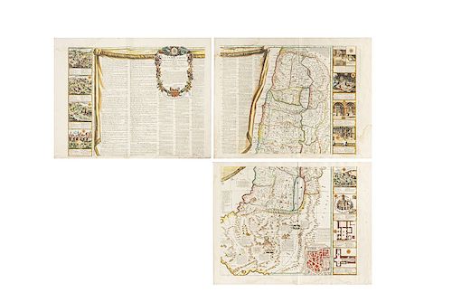 Nolin, Jean-Baptiste. La Terre Sainte... Mapa grabado, dividido en cuatro partes (falta parte inferior izquierda), 98 x 125 cm. Pzas: 3