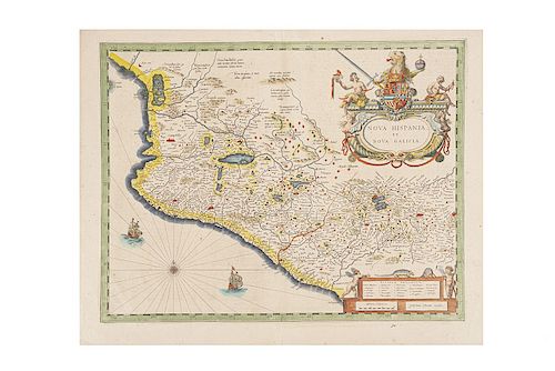 Blaeu, Willem Janszoon. Nova Hispania, et Nova Galicia. Amsterdam, 1638.  Mapa grabado, coloreado, 38.5 x 50 cm.