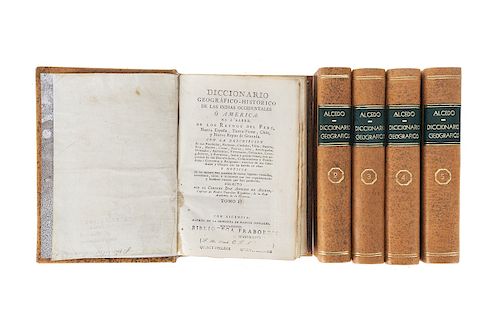 Alcedo, Antonio de. Diccionario Geográfico - Histórico de las Indias Occidentales ó América. Madrid, 1786-1789. Pzs: 5.