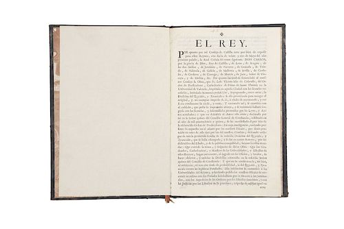 Yo el Rey. Cédula Real. Para que en los Reynos de las Indias se venda la Obra escrita por Fr. Vicente Más de Casavalls. El Pardo, 1768.