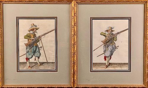 Two 18thc. Handcolored Engravings, British Cavaliers