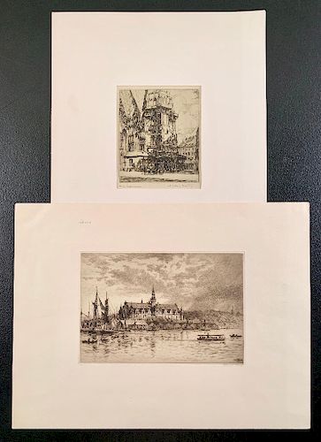 Two Etchings; Axel Haig (Sweden 1835-1921) Drypoint