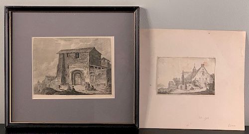 Two Engravings of Building incl. Franz Edmund Weirotter