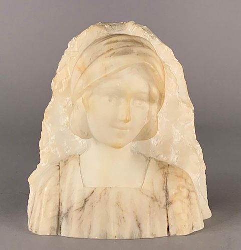 Alabaster Bust of a Young Girl