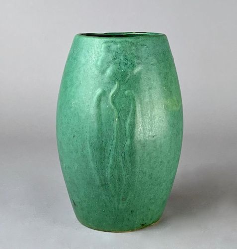 American Art Pottery Green Glazed Vase
