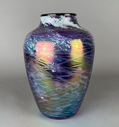 Studio Glass Vase Signed T.Stohm, 1999
