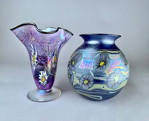 Two Herb A.Thomas Studio Glass Vases, Modern