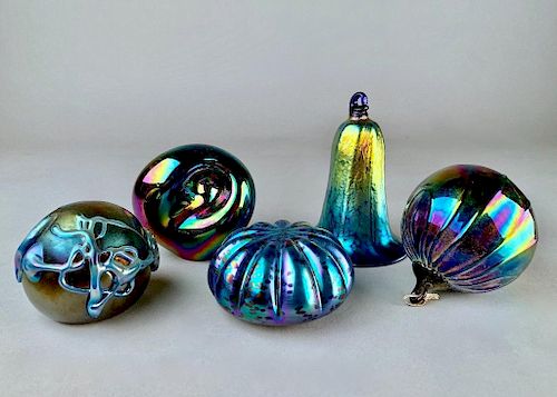 Four Studio Art Glass Pieces, Including Robert Eicholt