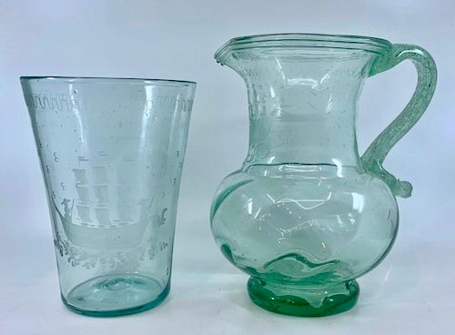 Two Pieces of Steigel Type Glass