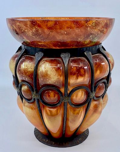 Schneider Art Glass Blow Out Vase