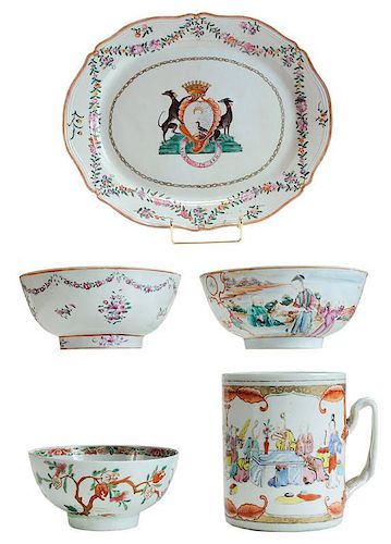 Five Pieces Chinese Export Porcelain