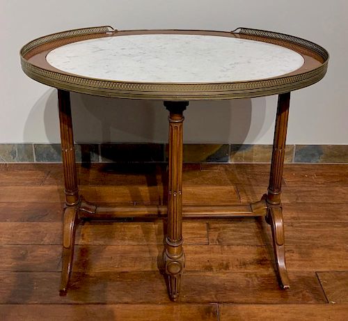 A French Transitional Style Marble Top Table, Modern
