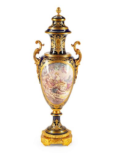 A Sevres Gilt Bronze Mounted Porcelain Vase