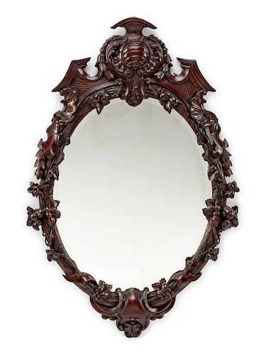 An Italian Carved Walnut Mirror
