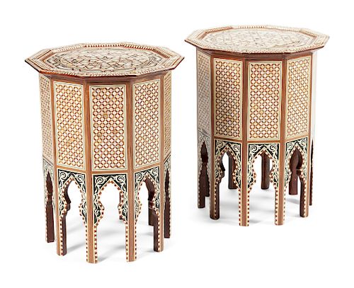 A Pair of Moorish Style Mother-of-Pearl Inlaid Side Tables