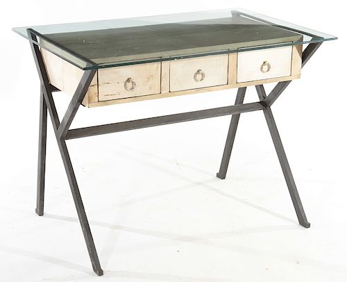 IRON AND GLASS DESK STYLE OF ICO PARISI C.1960