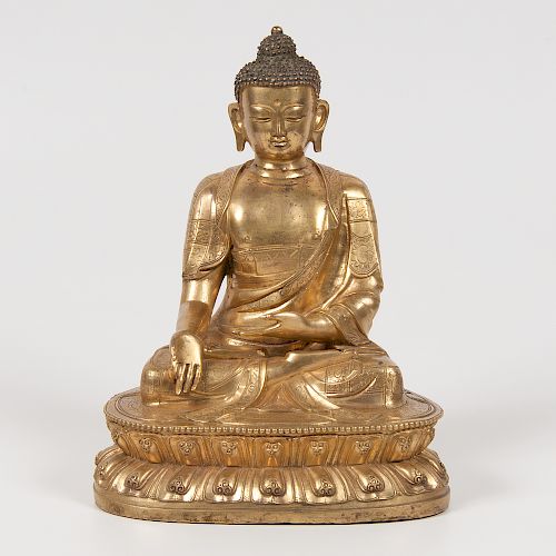 Chinese Gilt Bronze Buddha  銅鎏金釋迦牟尼坐佛像