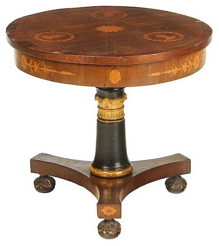 Italian Neoclassical Inlaid Pedestal Table