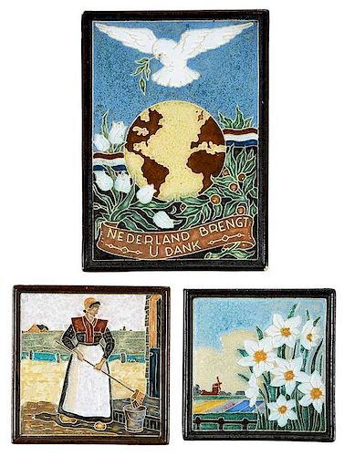 Three Signed Delft Arts and Crafts Tiles