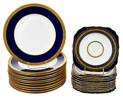24 Cobalt Blue and Gilt Minton Plates