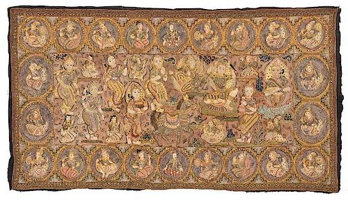 Thai Embroidered and Sequined Wall Hanging