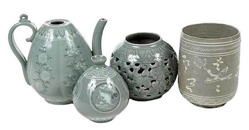 Four Goryeo Style Celadon Objects
