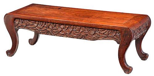 Chinese Carved Teak Chow Bench