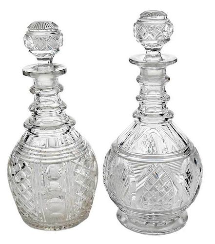Near Pair Glass Decanters