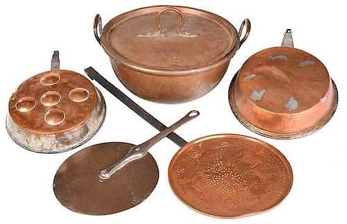 Group of Six Copper Cooking Items