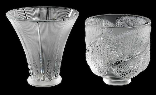 Two Lalique Frosted Vases