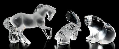 Three Lalique Glass Animal Figures