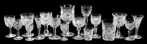 17 Cut Glass Stems/Tumblers Various Patterns
