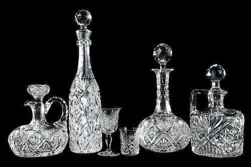 Four Pieces Hawkes Cut Glass: Decanters